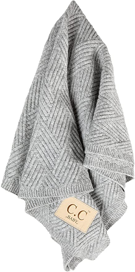 Babydeken met diagonaal patroon - grijs